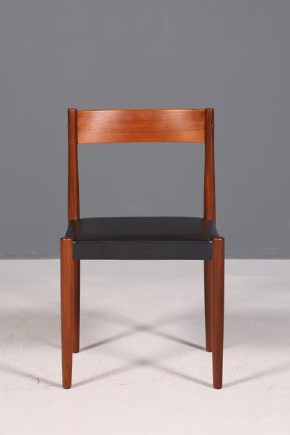 Schlichter Mid Century Stuhl Palisander Retro Sekretär Stuhl echt Leder Danish Design Küchenstuhl 1 von 2