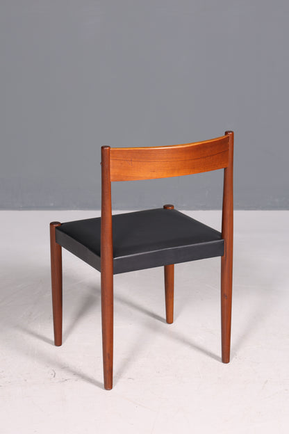 Schlichter Mid Century Stuhl Palisander Retro Sekretär Stuhl echt Leder Danish Design Küchenstuhl 1 von 2