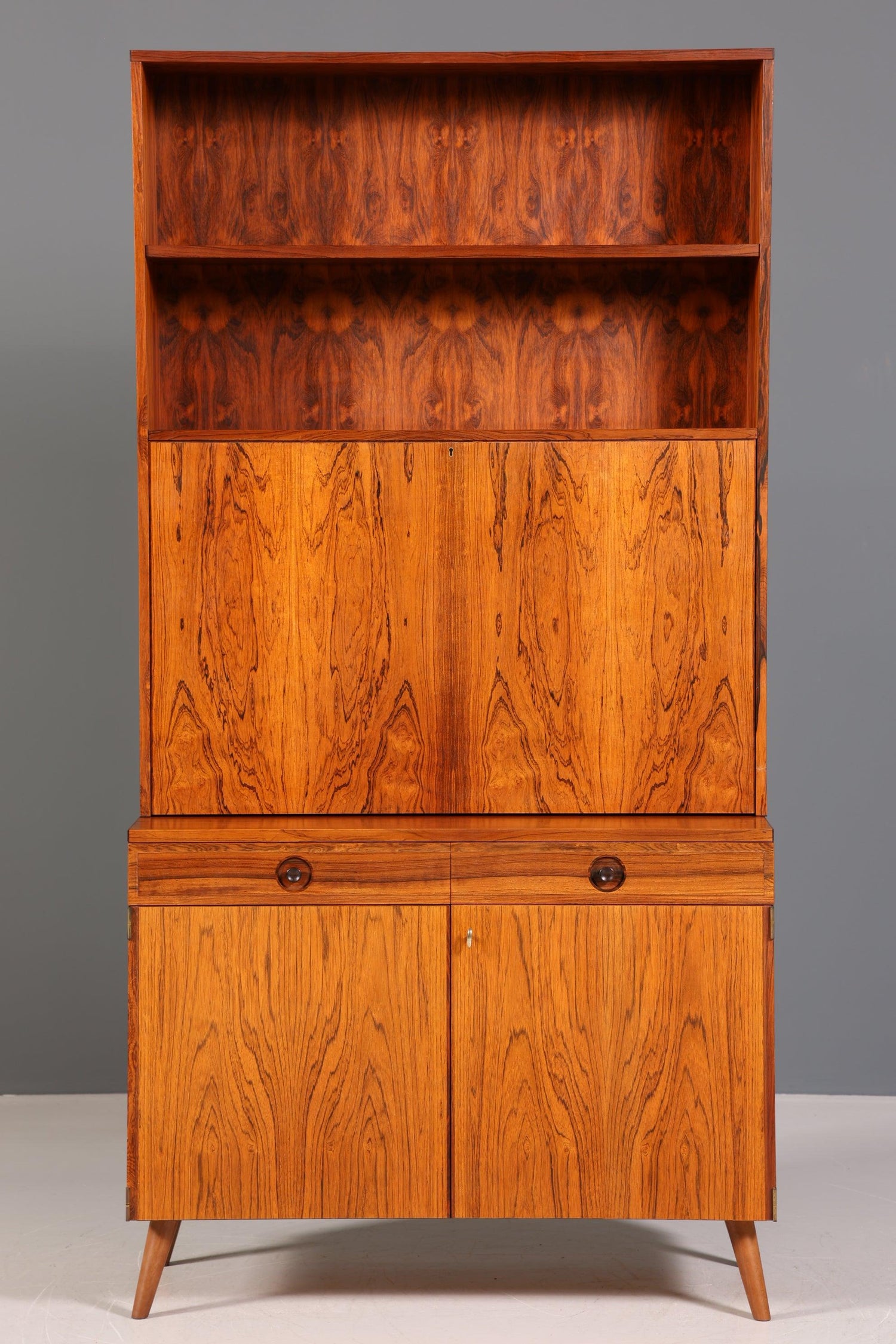 Traumhafter Mid Century Sekretär Palisander Holz Schrank Regal 60er Bücherregal