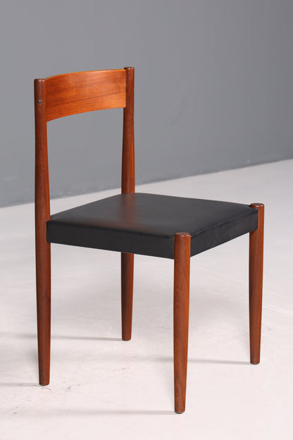 Schlichter Mid Century Stuhl Palisander Retro Sekretär Stuhl echt Leder Danish Design Küchenstuhl 1 von 2