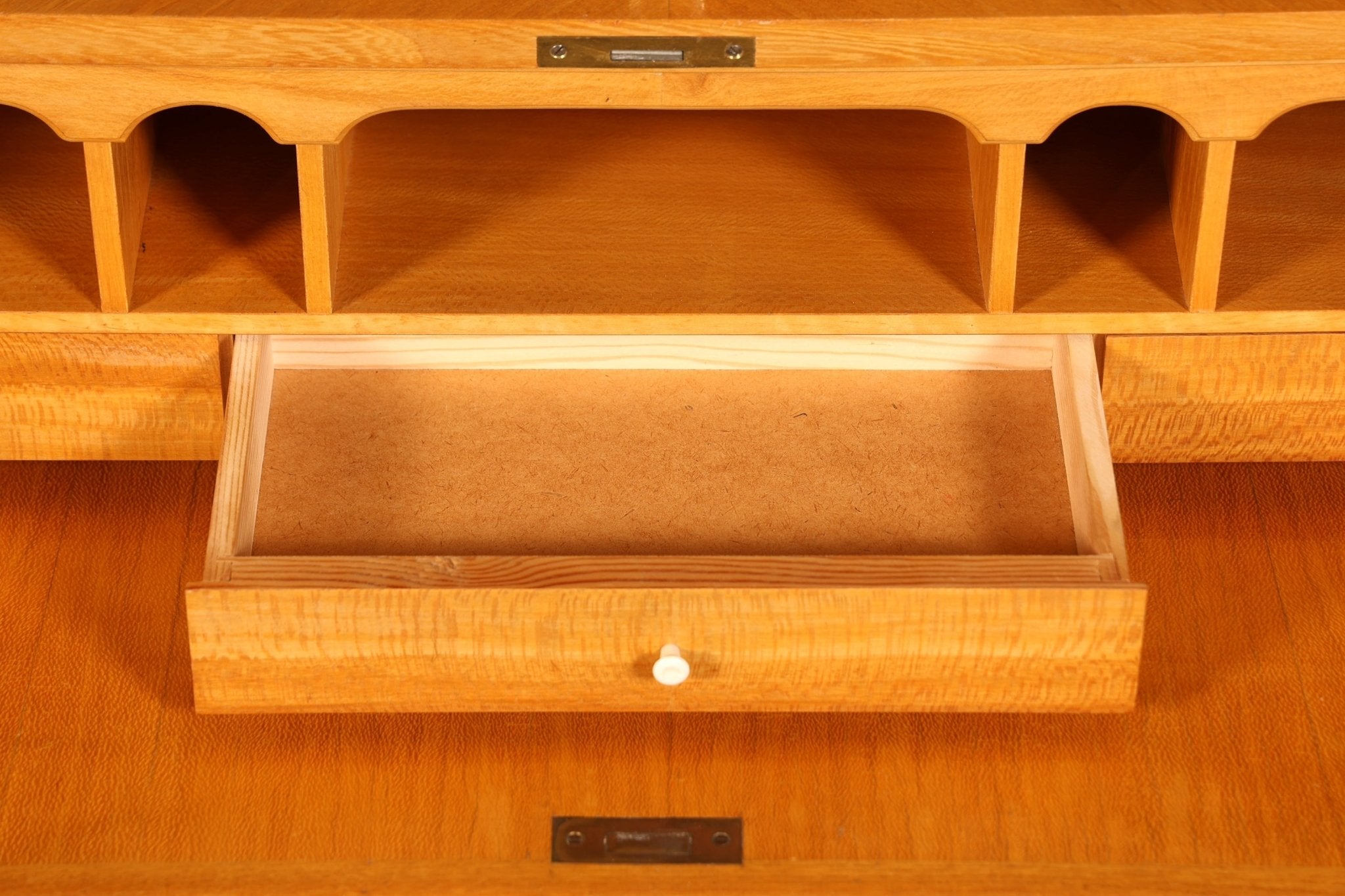 Stilvoller Mid Century Rollladen Sekretär echt Holz Büro Schrank Vintage Schreibkommode