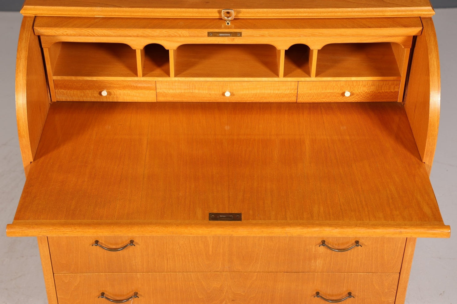 Stilvoller Mid Century Rollladen Sekretär echt Holz Büro Schrank Vintage Schreibkommode