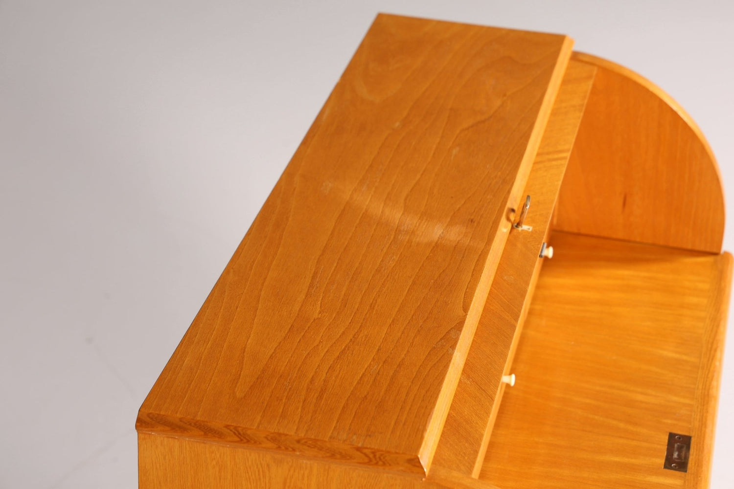 Stilvoller Mid Century Rollladen Sekretär echt Holz Büro Schrank Vintage Schreibkommode