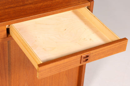 Wunderschönes Mid Century Regal Schiebetür Bücherregal Teak Holz Kommode 60er Jahre