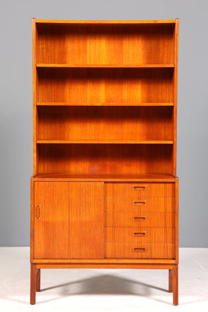 Traumhaftes Mid Century Regal Vintage Teak Holz Schrank Bücherregal Kommode