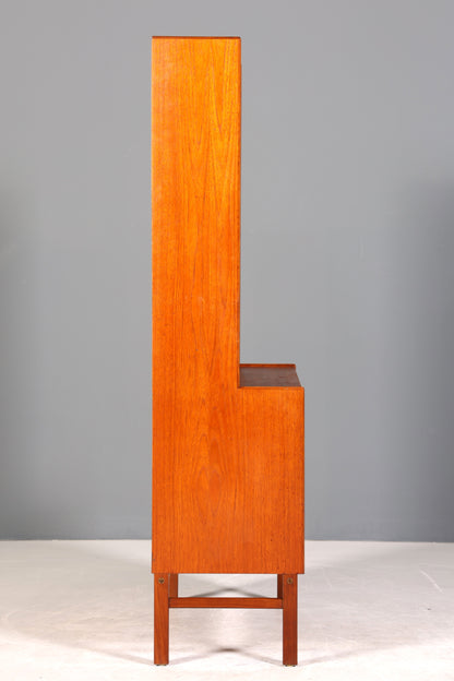 Traumhaftes Mid Century Regal Vintage Teak Holz Schrank Bücherregal Kommode
