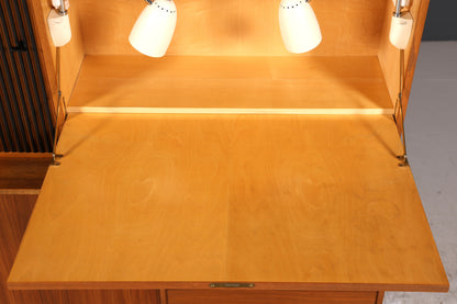 Wunderschöner Mid Century Schrank Bücherregal Sekretär Vintage Regal Highboard Holz Bookshelf VEB