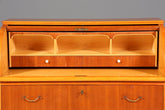 Schlichter Mid Century Rollladen Sekretär echt Holz Büro Schrank Vintage Schreibkommode