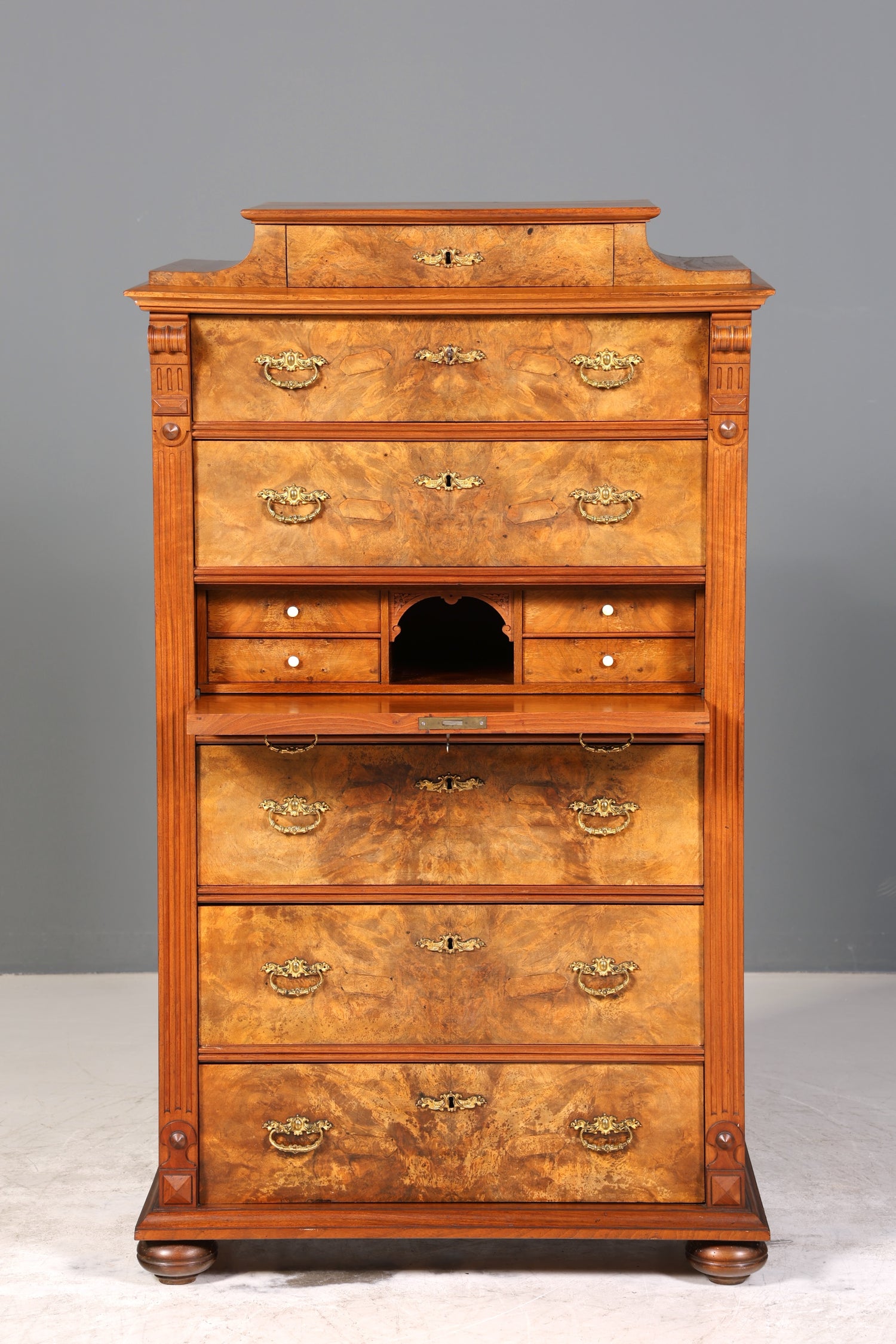 Stilvoller Gründerzeit Sekretär Vertiko Highboard Louis Philippe Chiffoniere Kommode um 1880