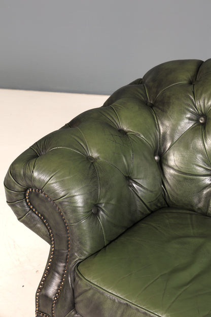Wunderschönes Original Chesterfield Sofa grün 3-Sitzer echt Leder Couch