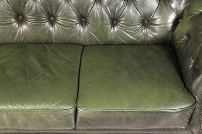 Wunderschönes Original Chesterfield Sofa grün 3-Sitzer echt Leder Couch