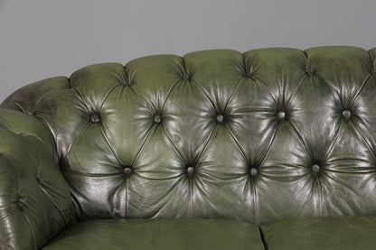 Wunderschönes Original Chesterfield Sofa grün 3-Sitzer echt Leder Couch