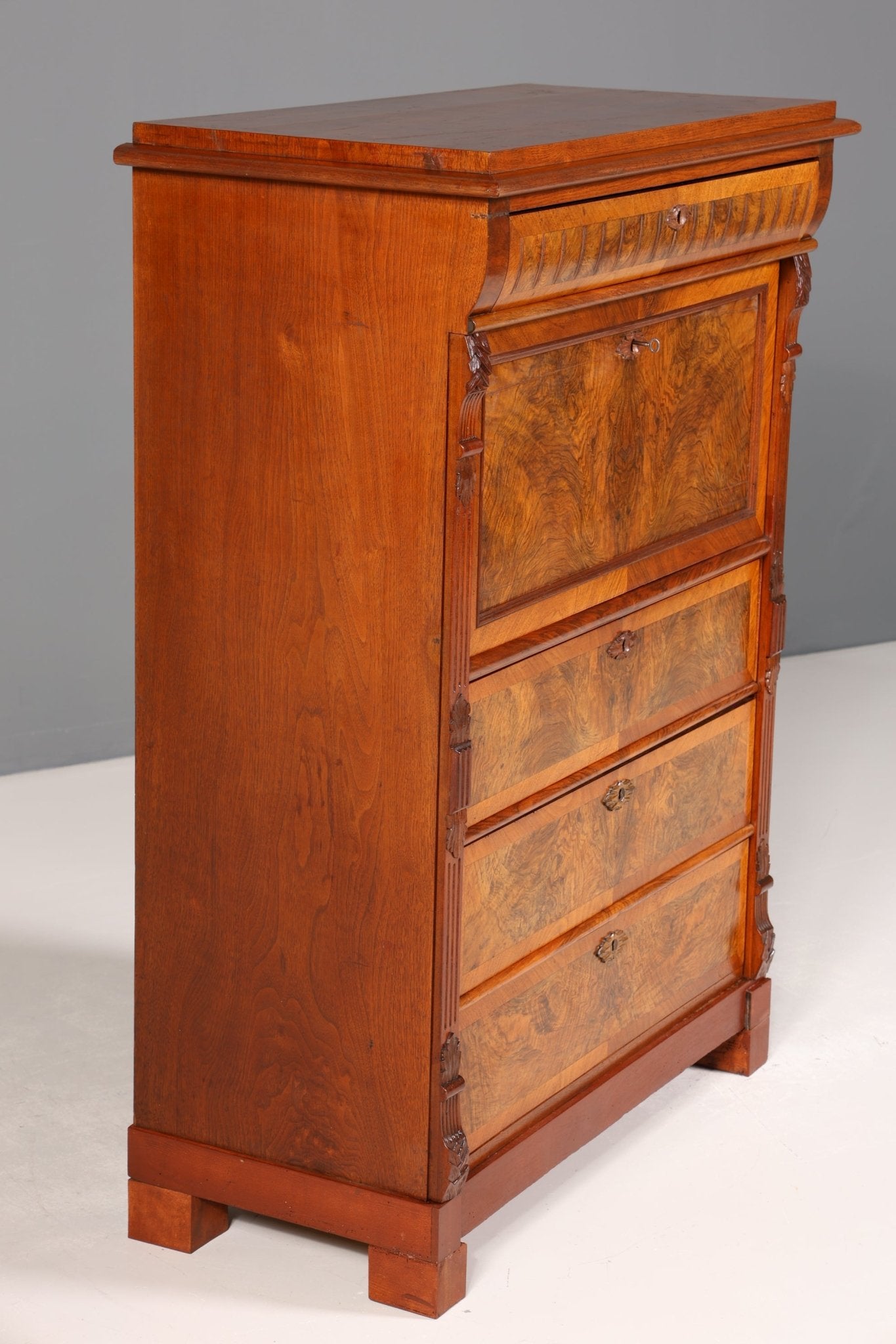 Stilvoller Gründerzeit Sekretär Vertiko Highboard Jugendstil Kommode Schrank um 1880