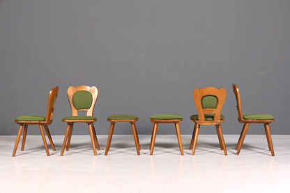 4x Schlichte Landhausstil Stühle mit zwei Hocker Retro Stuhlset Antik Stil Eiche Küchenstühle Bauernstühle Esszimmer Stühle