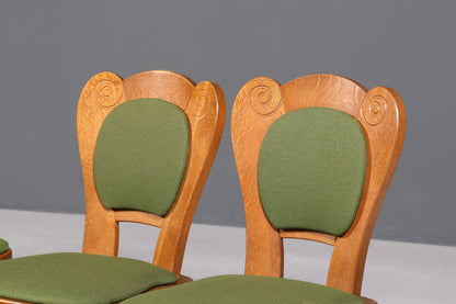 4x Schlichte Landhausstil Stühle mit zwei Hocker Retro Stuhlset Antik Stil Eiche Küchenstühle Bauernstühle Esszimmer Stühle