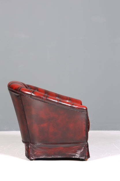 Stilvoller Original Chesterfield Sessel Englischer Armlehnsessel Oxblood Englisch Herrensessel 2 von 2