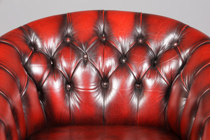 Stilvoller Original Chesterfield Sessel Englischer Armlehnsessel Oxblood Englisch Herrensessel 2 von 2