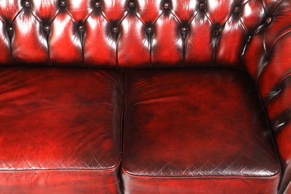 Wunderschönes Original Chesterfield Sofa 3- Sitzer echt Leder Englisch Oxblood Couch