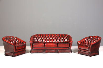 Stilvoller Original Chesterfield Sessel Englischer Armlehnsessel Oxblood Englisch Herrensessel 2 von 2