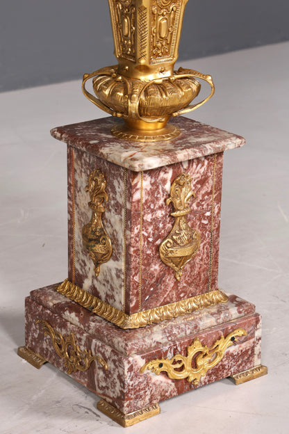 Wunderschöne Barock Stil Säule mit Vase Louis XV Marmor Naturstein Blumensäule Sockel Ablage