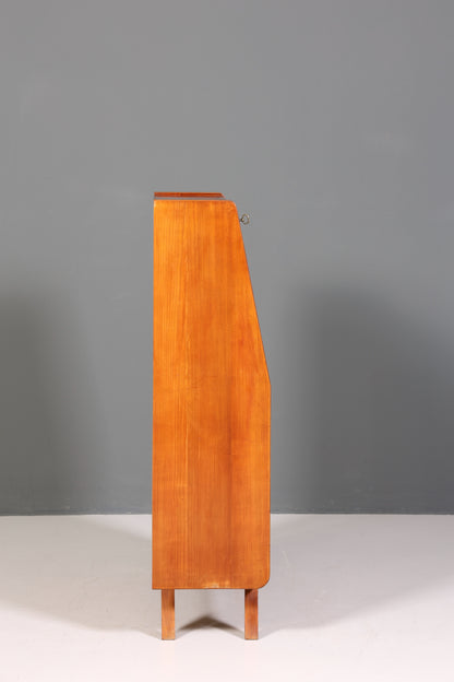 F222 Finish cm Schlichter Mid Century Sekretär Vintage Schreibmöbel echt Holz Kommode Office Secretary