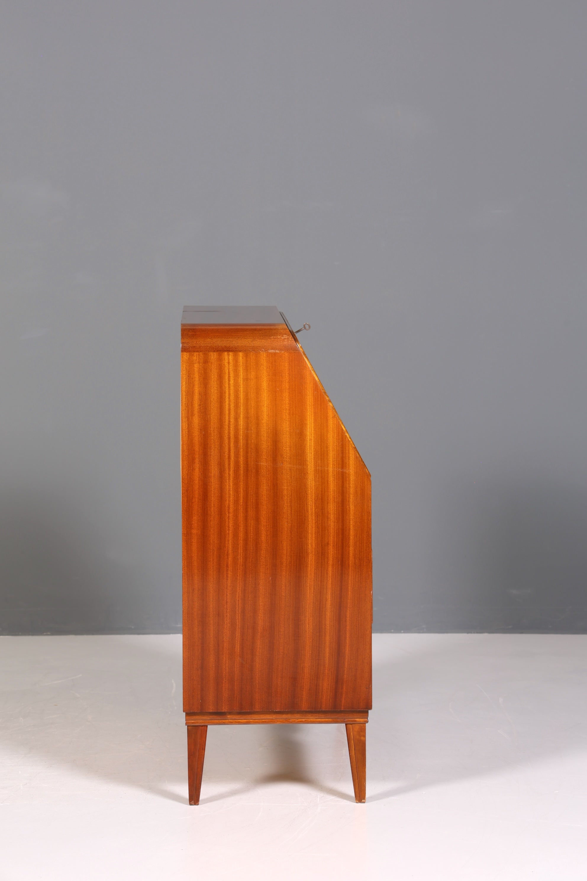 F223 Finish cm Schlichter Mid Century Sekretär Vintage Schreibmöbel echt Holz Kommode Office Secretary