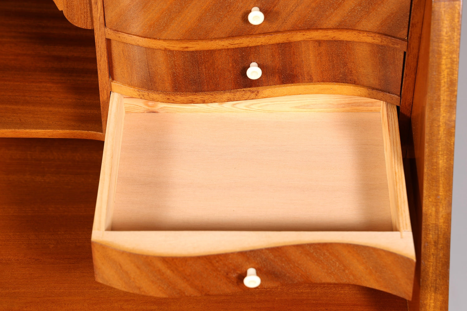 F223 Finish cm Schlichter Mid Century Sekretär Vintage Schreibmöbel echt Holz Kommode Office Secretary