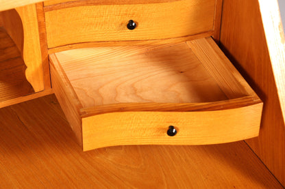 F226 Finish cm Schlichter Mid Century Sekretär Vintage Schreibmöbel echt Holz Kommode Office Secretary