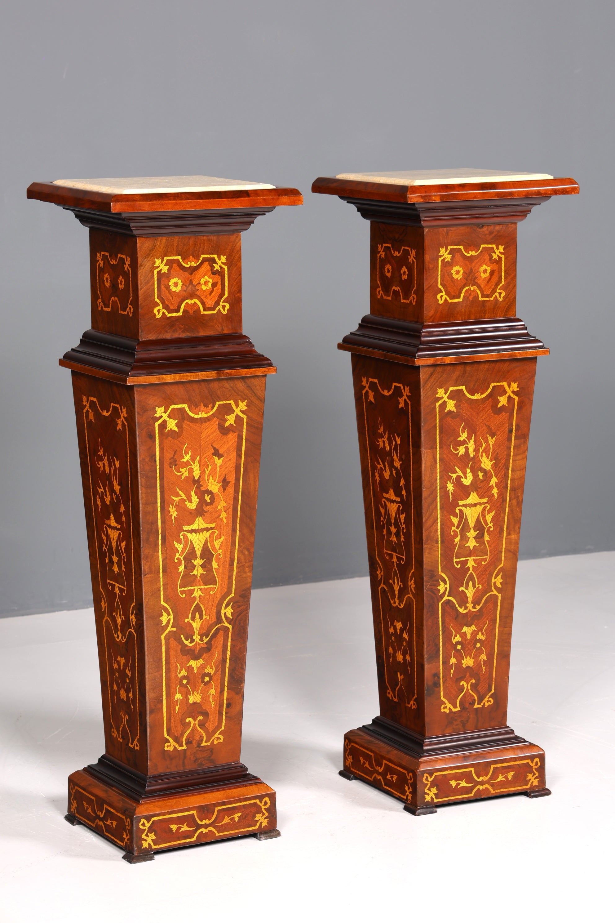 Stilvolle Barock Stil Säule Louis XV Blumensäule Naturstein Marmor Intarsien Ablage Tisch