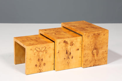 Wunderschöner Art Deco Design Beistelltische Kult Birke 3er Satz Couchtisch Set