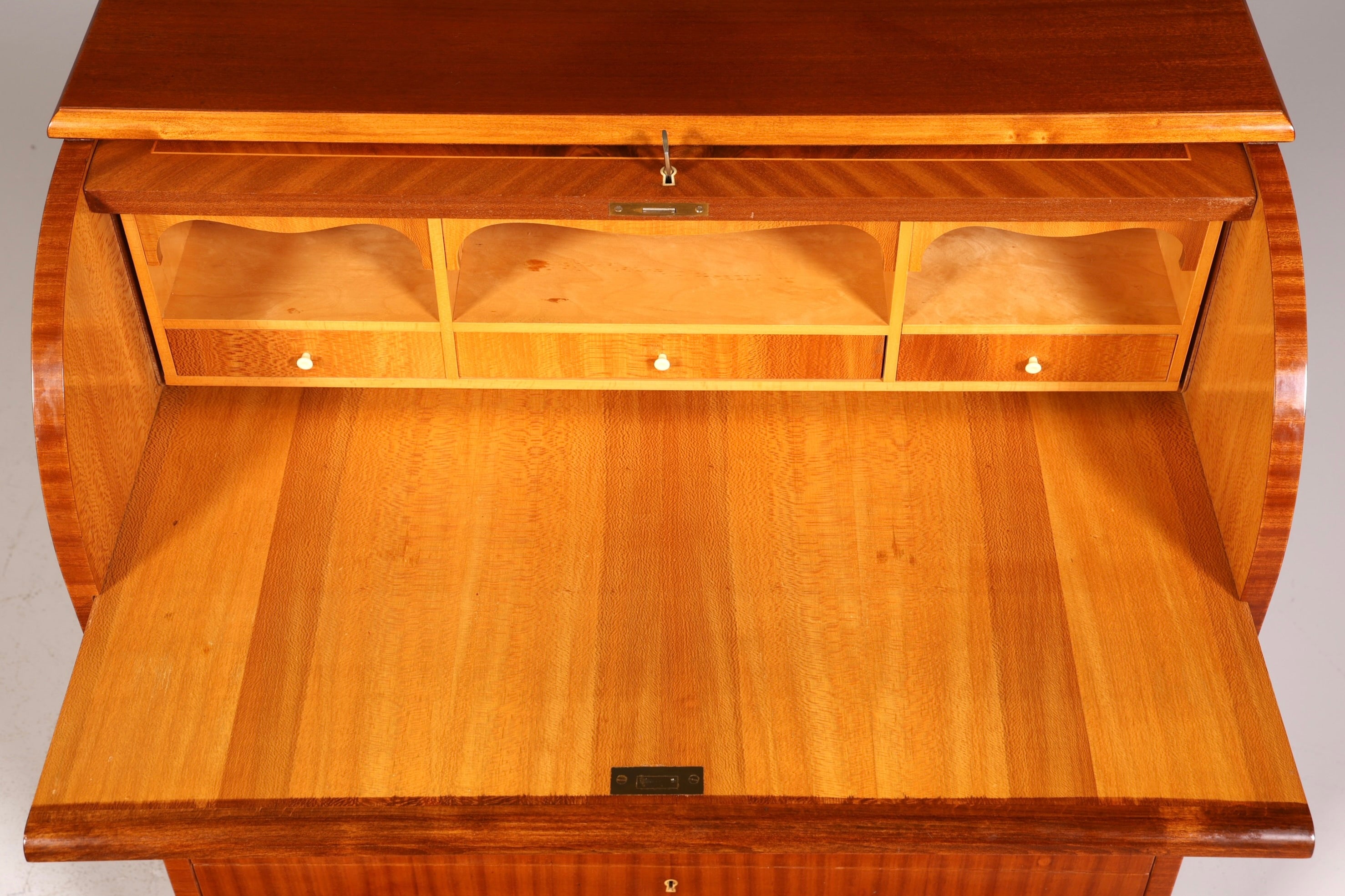 Wunderschöner Mid Century Rollladen Sekretär echt Holz Büro Schrank Vintage Schreibkommode 60s