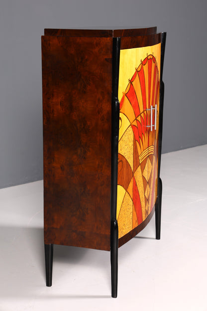 Traumhaftes Art Deco Stil Highboard Schrank Kommode Vertiko Sun Cabinet