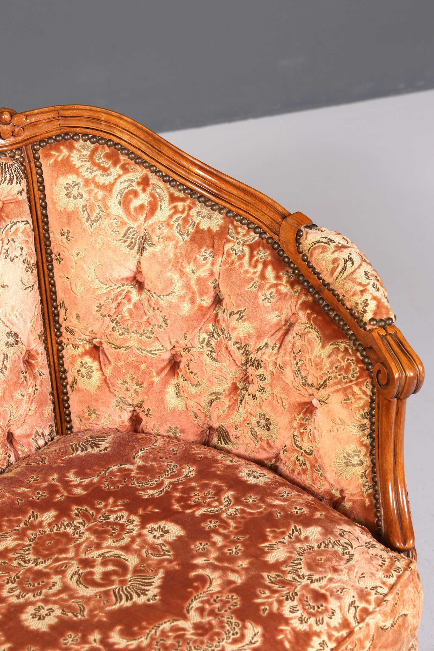 Wunderschönes Chippendale Sofa Barock Stil Couch Samt Stoff Rococo 2 Sitzer Canapé