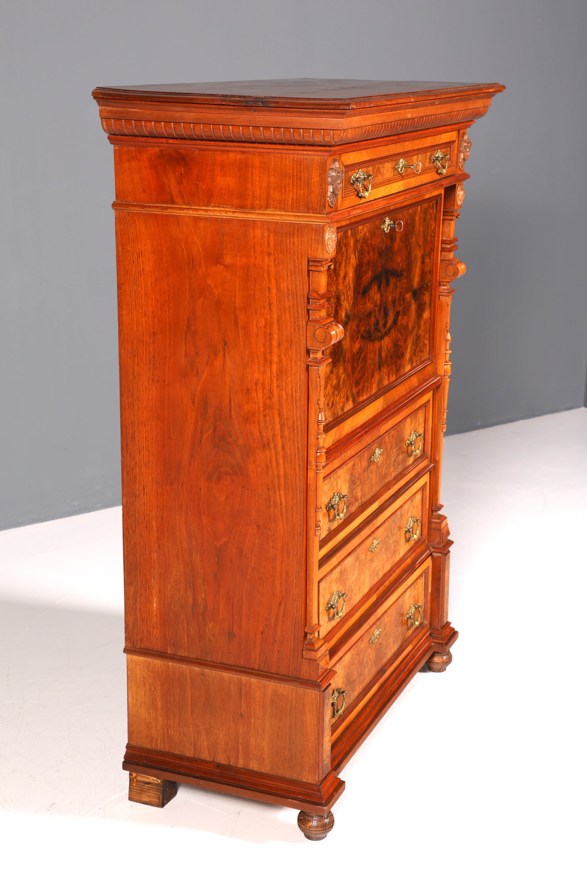 Beeindruckender Gründerzeit Sekretär Vertiko Highboard Louis Philippe Kommode um 1880