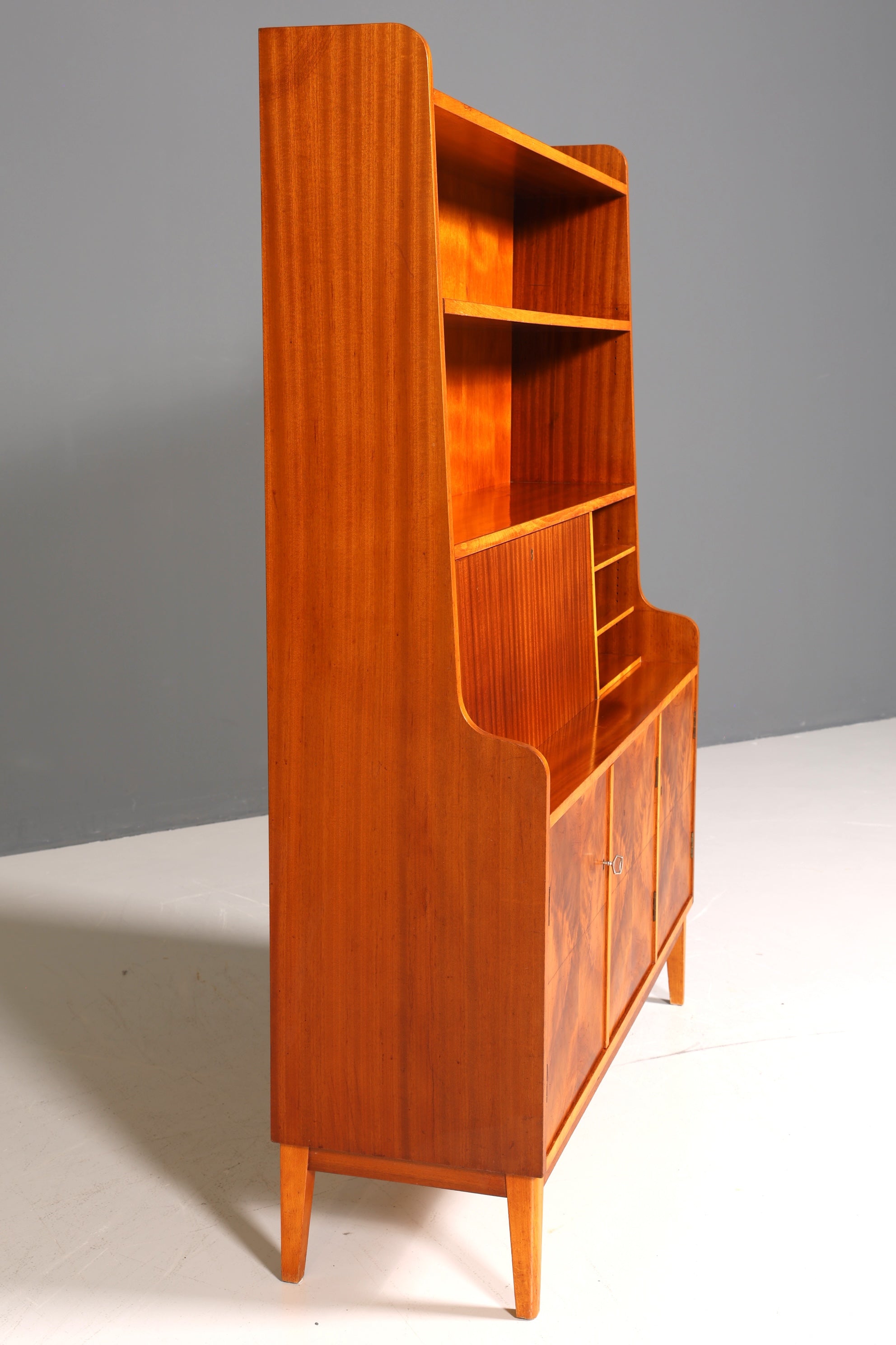 Traumhafter Mid Century Schrank Bücherregal Vintage Sekretär Highboard Holz Regal Bookshelf