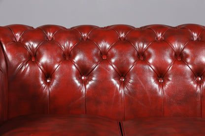 Wunderschönes Original Chesterfield Sofa 3- Sitzer echt Leder Oxblood Couch Englisch