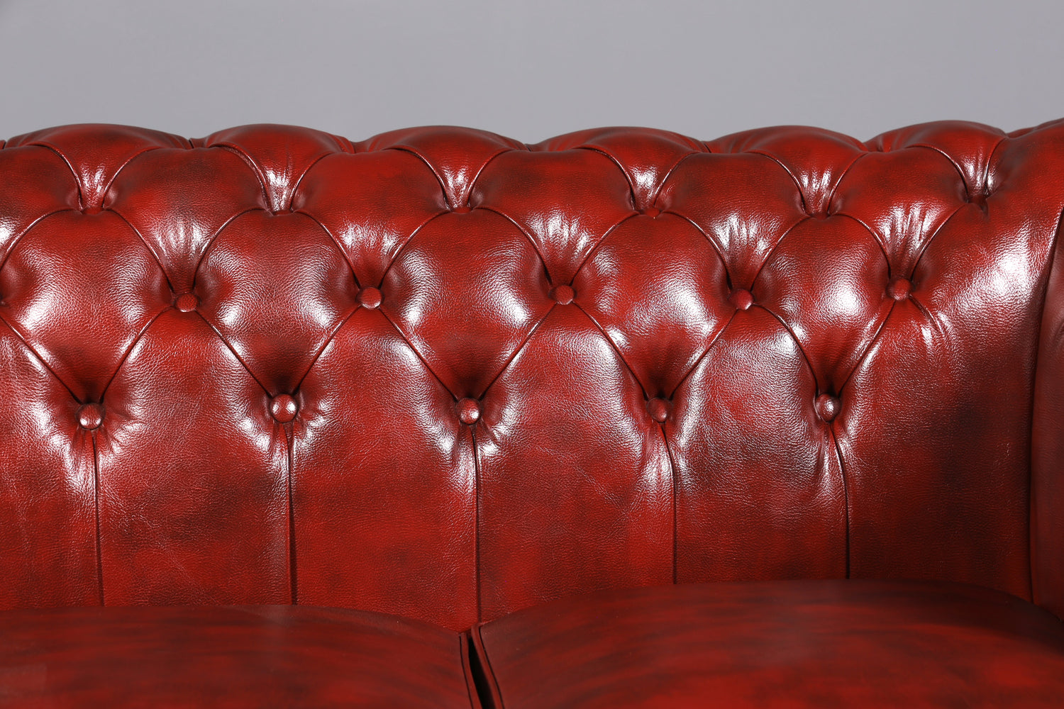 Wunderschönes Original Chesterfield Sofa 3- Sitzer echt Leder Oxblood Couch Englisch