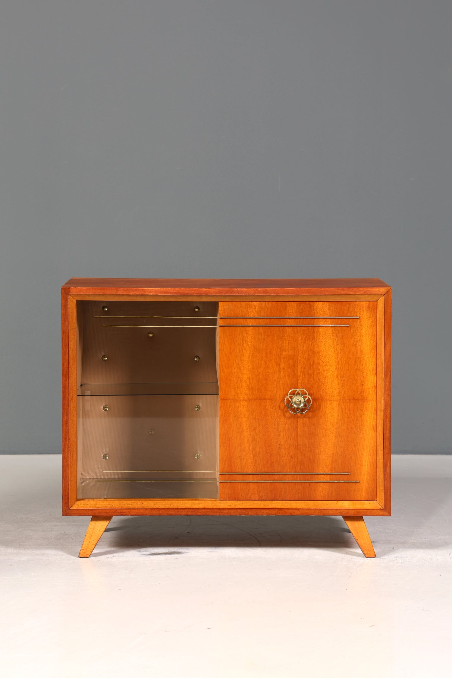 Traumhaftes Mid Century Sideboard Vintage Vitrine Schiebetür Kommode Bar Schrank 60s