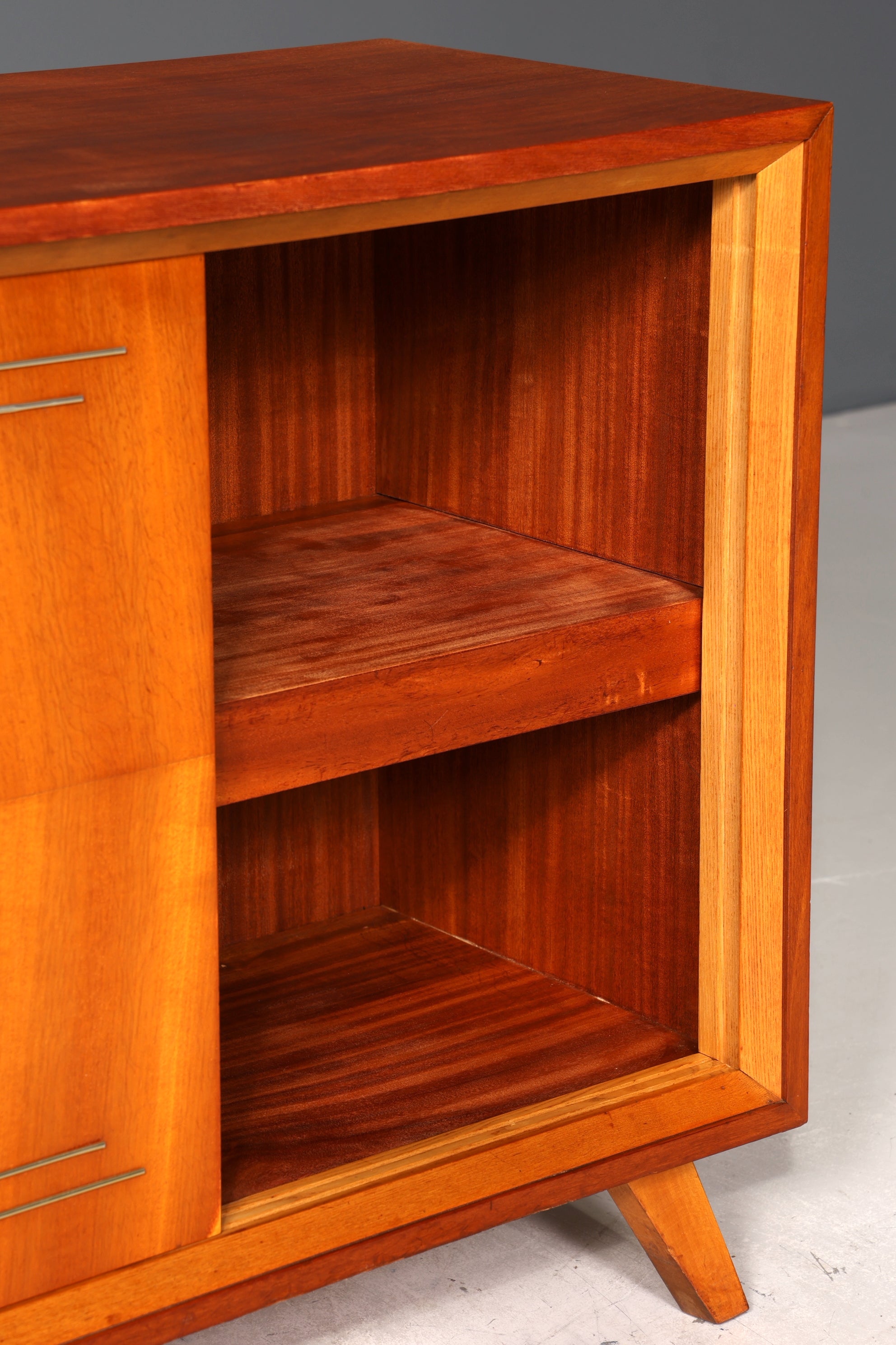 Traumhaftes Mid Century Sideboard Vintage Vitrine Schiebetür Kommode Bar Schrank 60s