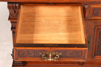 Edler Gründerzeit Vitrine Schrank Antik Nussbaum Regal Jugendstil Vitrinenschrank Geschirrschrank um 1880