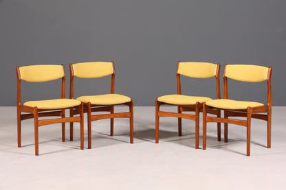 4x Mid Century Teak Holz Stühle Made in Denmark Retro Stuhlset Danish Design Küchenstühle