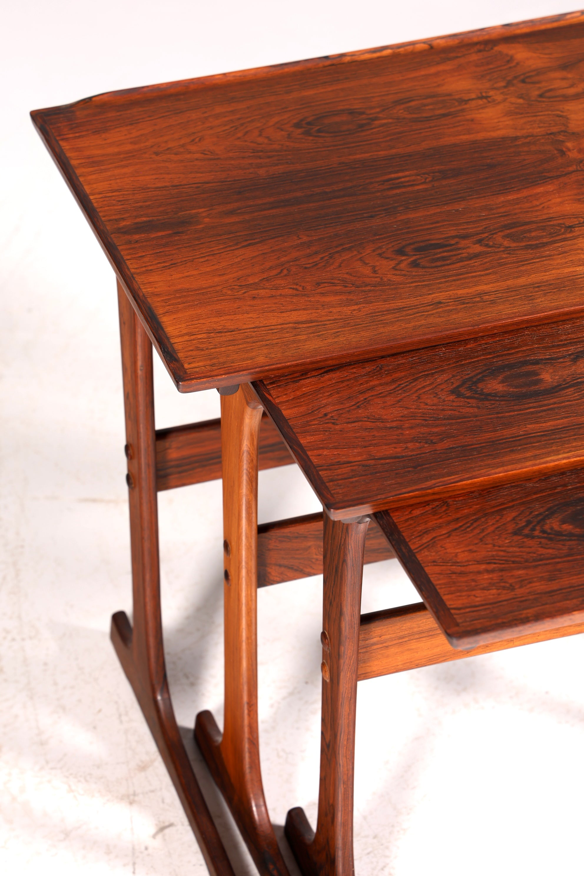 F874 Finish cm Filigranes Mid Century Tisch Set Couchtisch Teak Holz 3er Satz Ablagetisch Beistelltisch