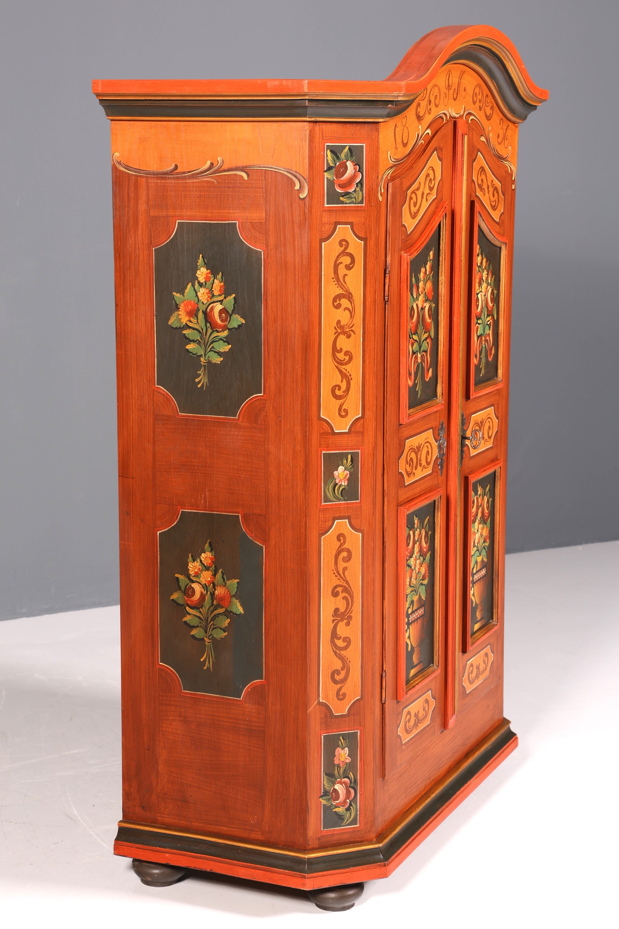 Wunderschöner Schrank Antiken Dielenschrank Kleiderschrank Landhaus Stil Wäscheschrank Malerei Bauernschrank