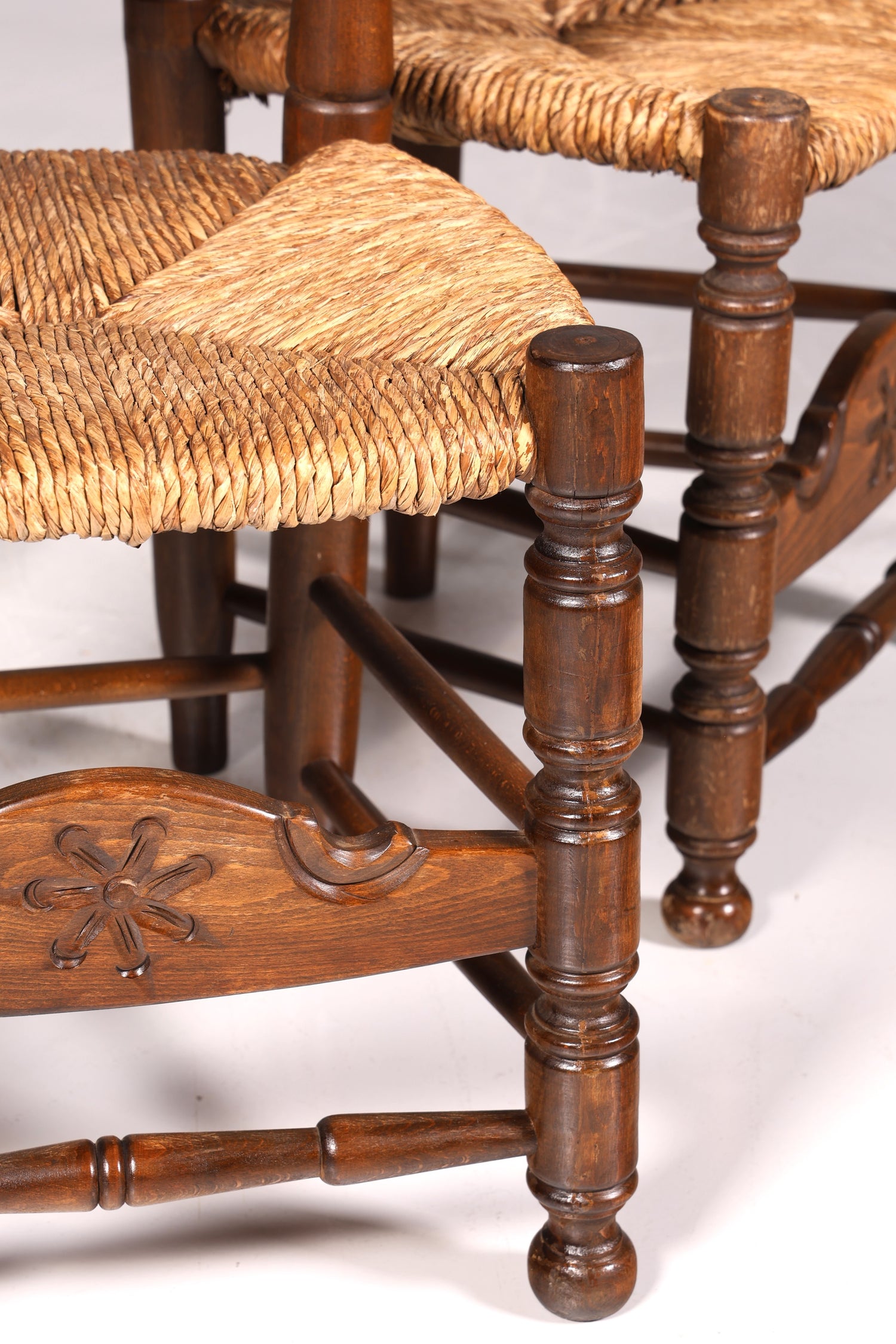 2x Wunderschöne Spanische Stühle Stuhl Set Rattan Rustikale Stühle Küchenstühle