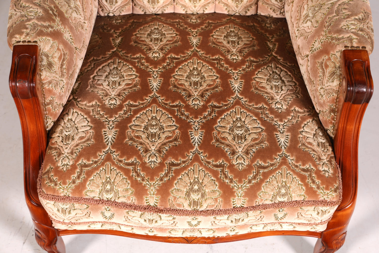 F900 Finish cm Edler Chippendale Armlehnsessel Barock Stil Sessel Armchair Samt Stoff Sessel