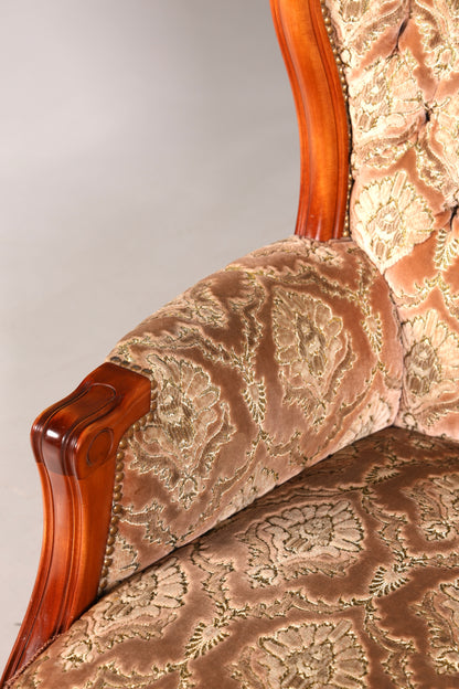 F901 Finish cm Edler Chippendale Armlehnsessel Barock Stil Sessel Armchair Samt Stoff Sessel