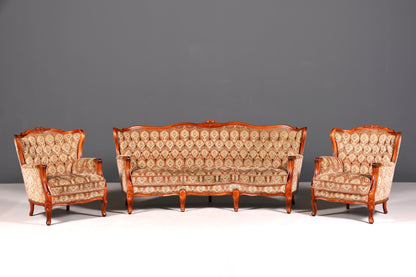 F900 Finish cm Edler Chippendale Armlehnsessel Barock Stil Sessel Armchair Samt Stoff Sessel