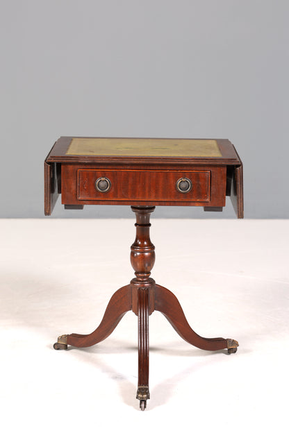 Wunderschöner Englischer Tisch Mahagoni Klapptisch Beistelltisch Englisch echt Leder Antik 60s Ablage 1 von 2