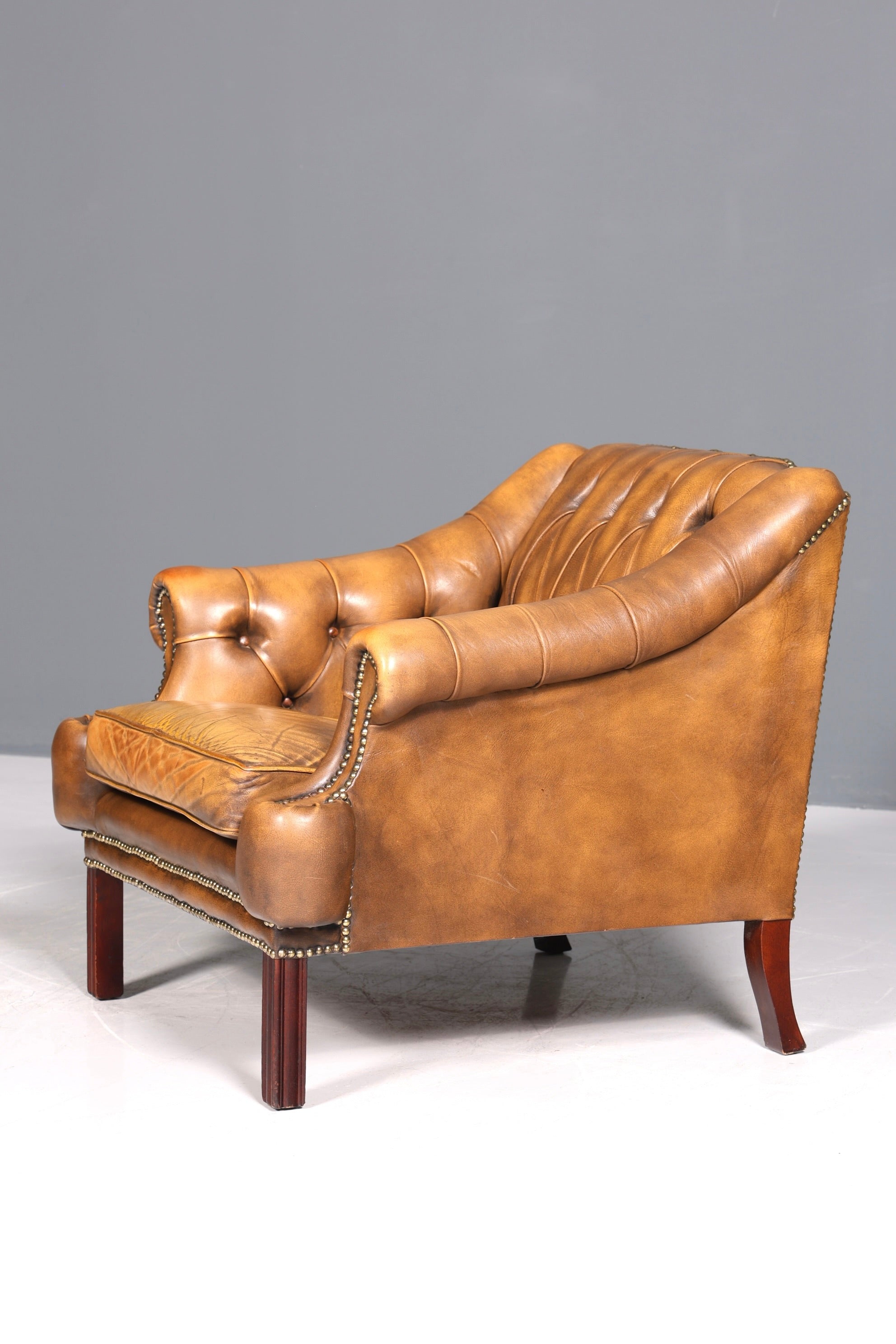 Wunderschöner seltener Chesterfield Sessel Englische Leder Armlehnsessel Herrensessel 2 von 2