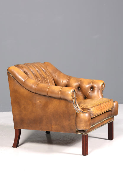 Wunderschöner seltener Chesterfield Sessel Englische Leder Armlehnsessel Herrensessel 2 von 2